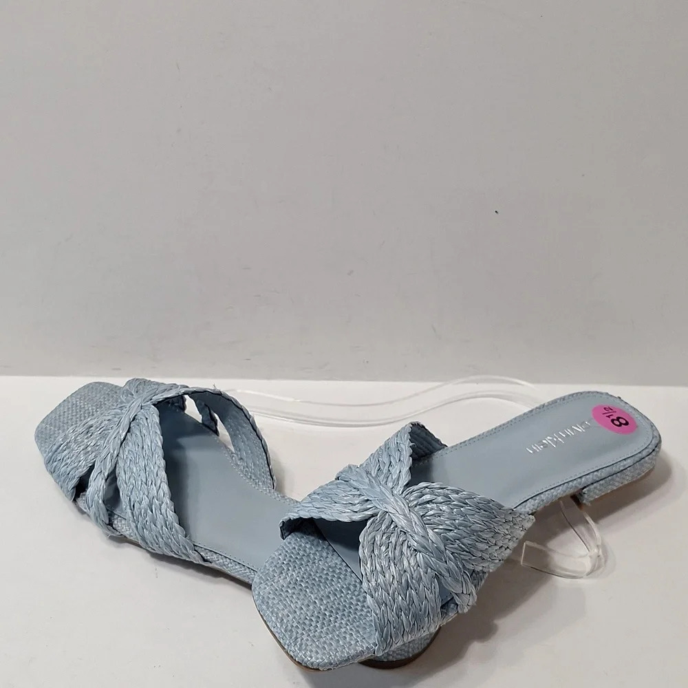 Calvin Klein "NEW" Coquette Blue Toukie Preppy Woven Slide Boho Sandals Size 8.5 - Picture 5 of 10